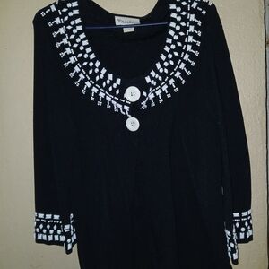 Tiana B. Black Cape with White Accents